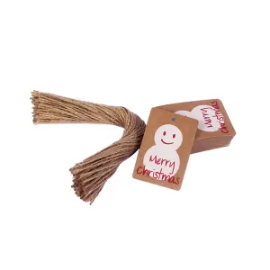 100 Pieces Kraft Paper Christmas Snowman Hanging Gift Tags with Jute Twines