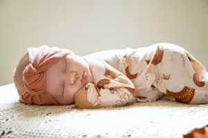 $12.00 EA - Preemie X 1, NB X 2, 0-3M X 2, 3-6M X 2 - BAMBOO Ruffle Zippies - Rust Moons