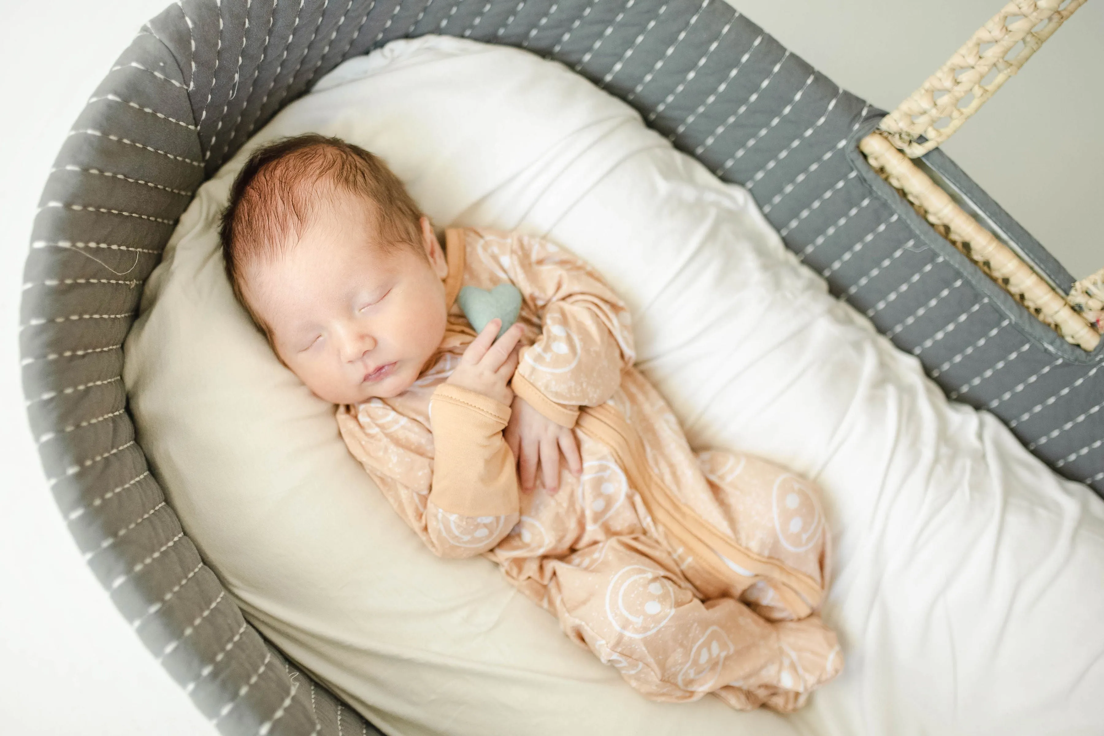$12.00 EA - Preemie X 2 - BAMBOO Zippies - Tan Smiley Face