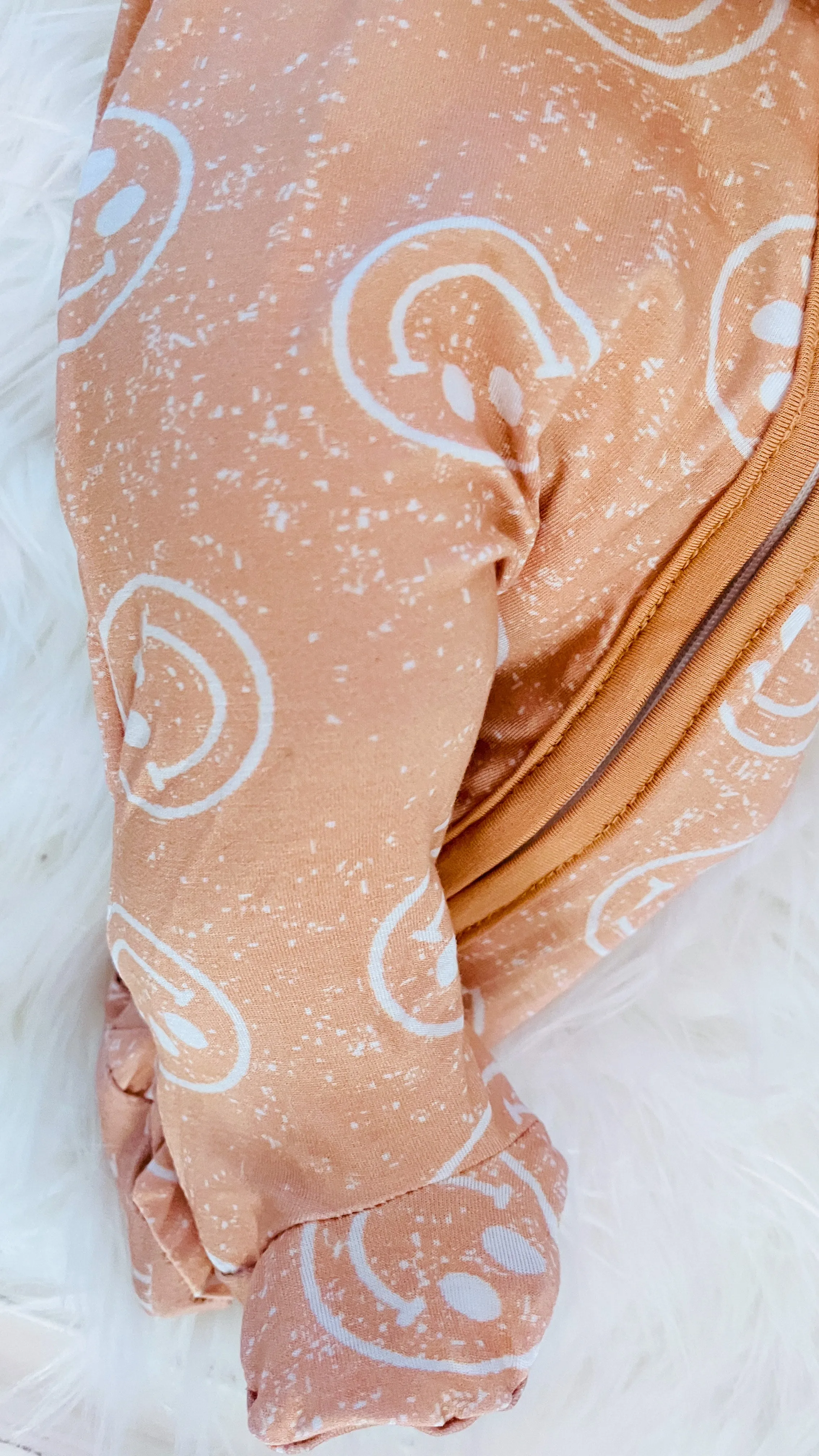 $12.00 EA - Preemie X 2 - BAMBOO Zippies - Tan Smiley Face