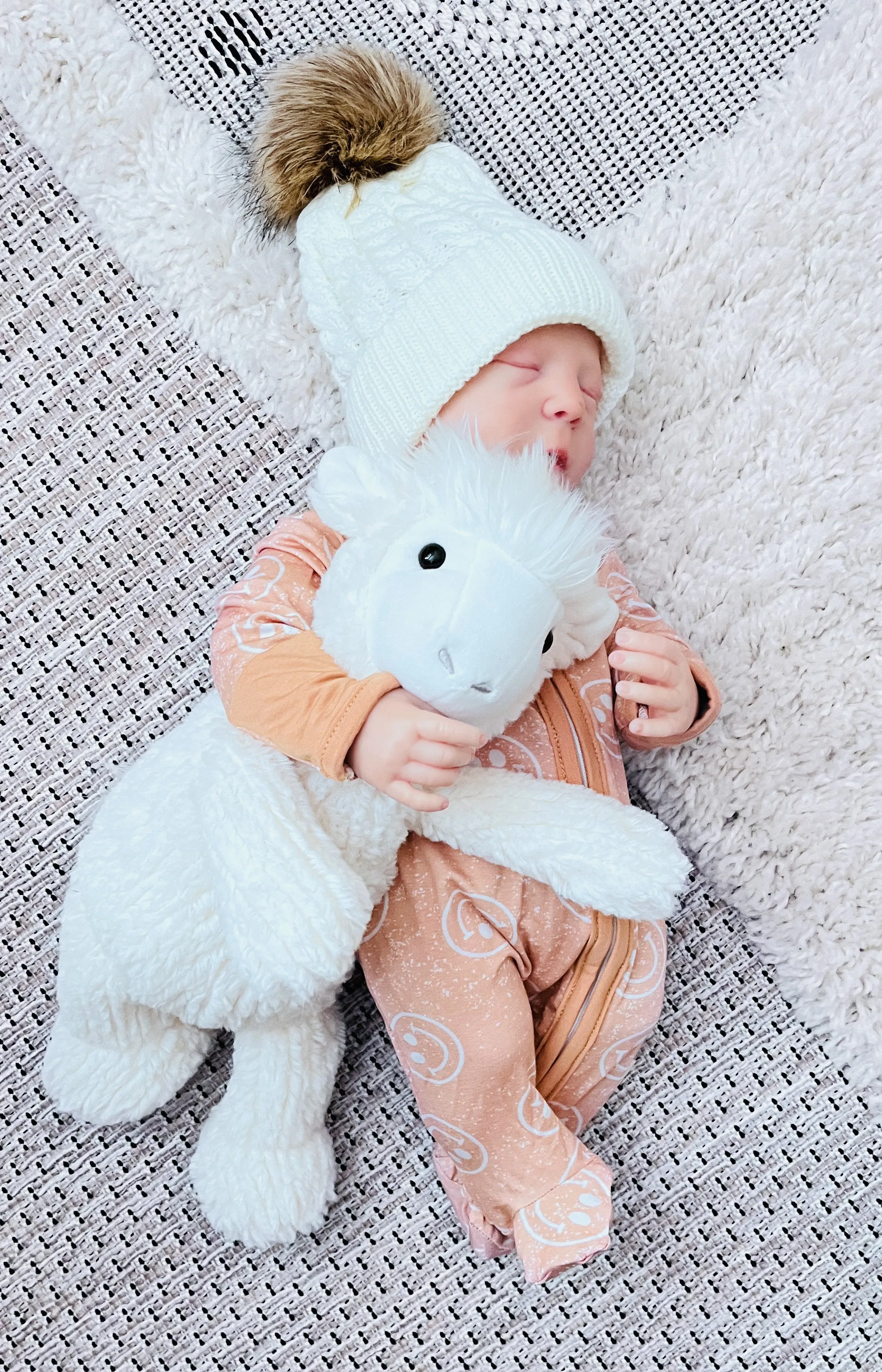 $12.00 EA - Preemie X 2 - BAMBOO Zippies - Tan Smiley Face