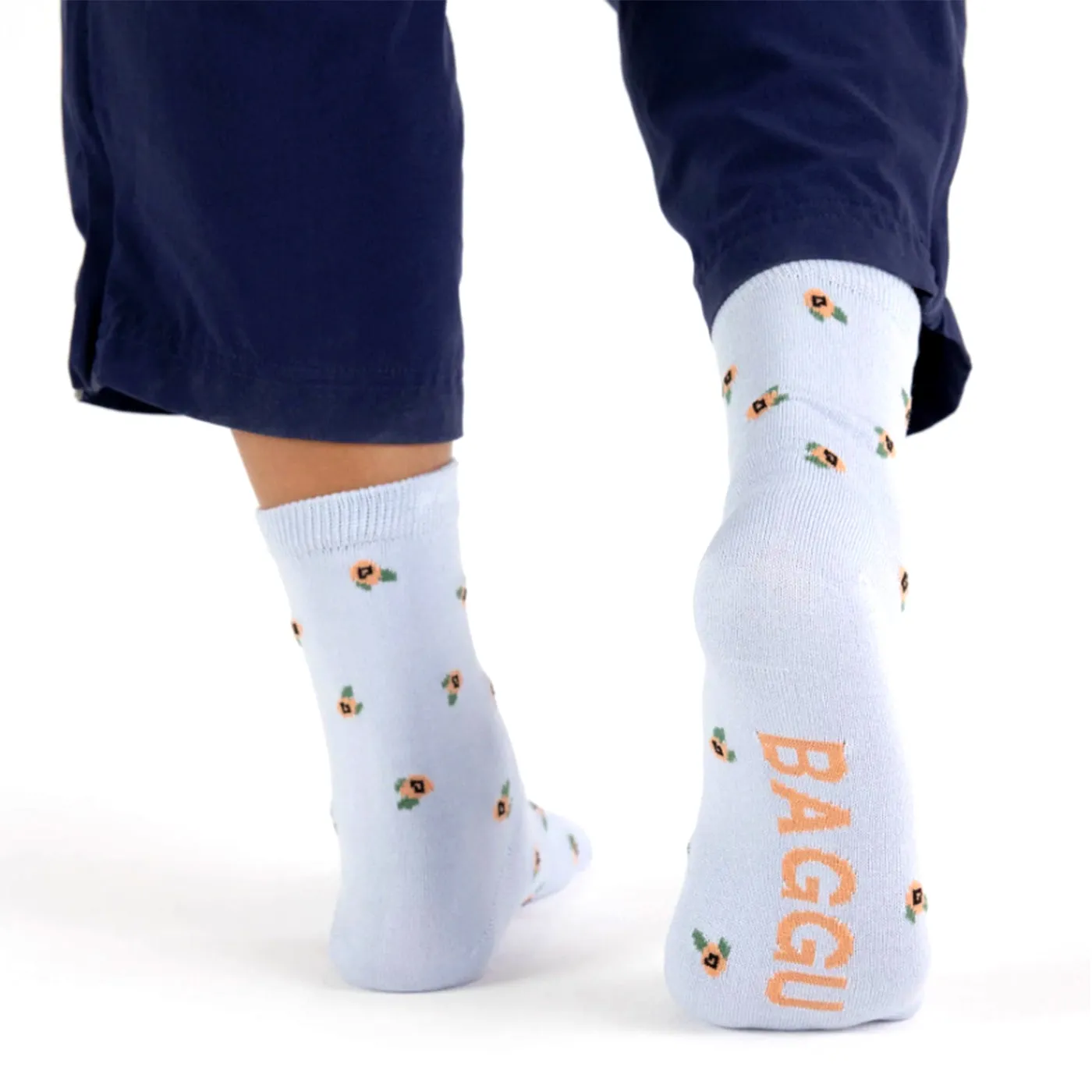 Baggu Crew Socks / Blue Rosette