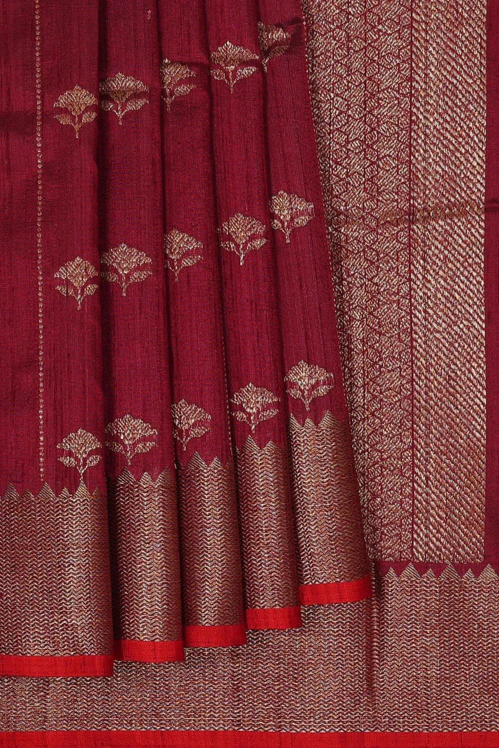 Banarasi Jute Maroon Saree