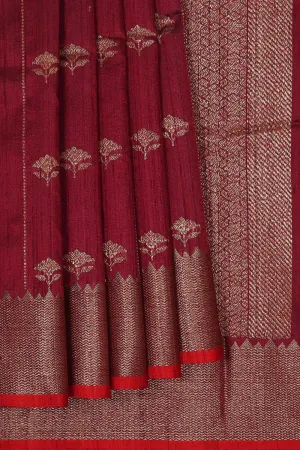 Banarasi Jute Maroon Saree