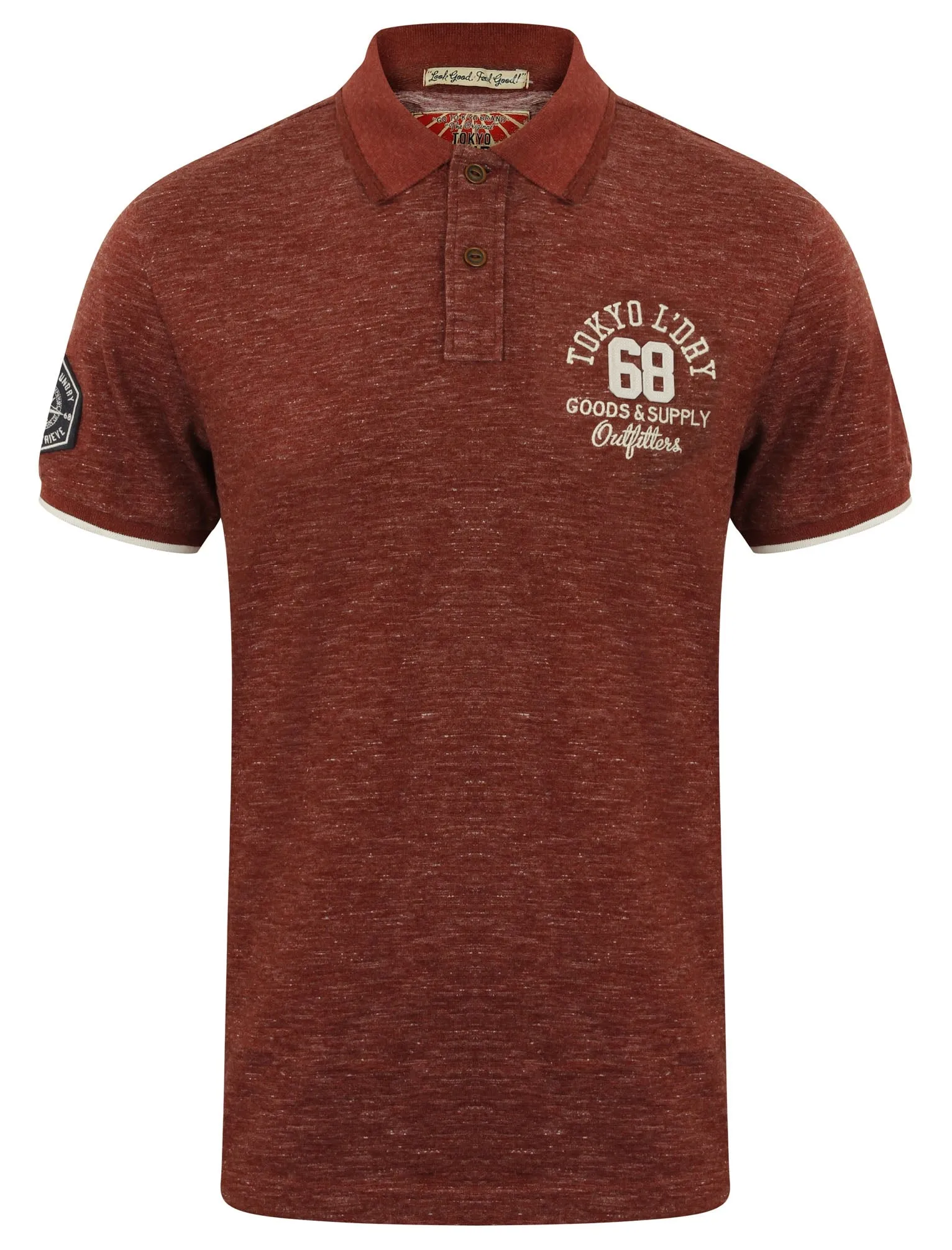 Berling Jersey Polo Shirt in Oxblood / Ivory - Tokyo Laundry
