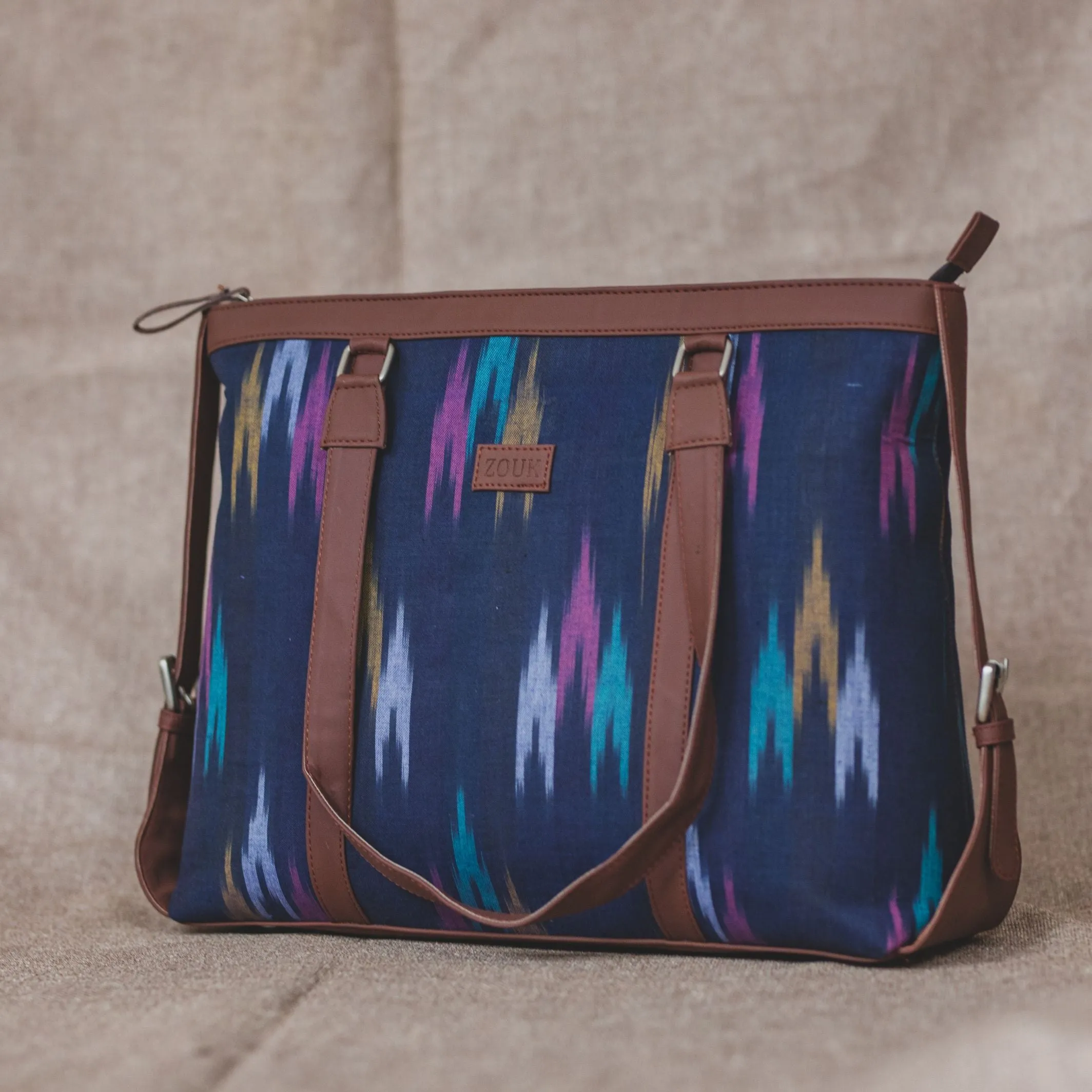 Blue Multi Strip Women's Office Bag