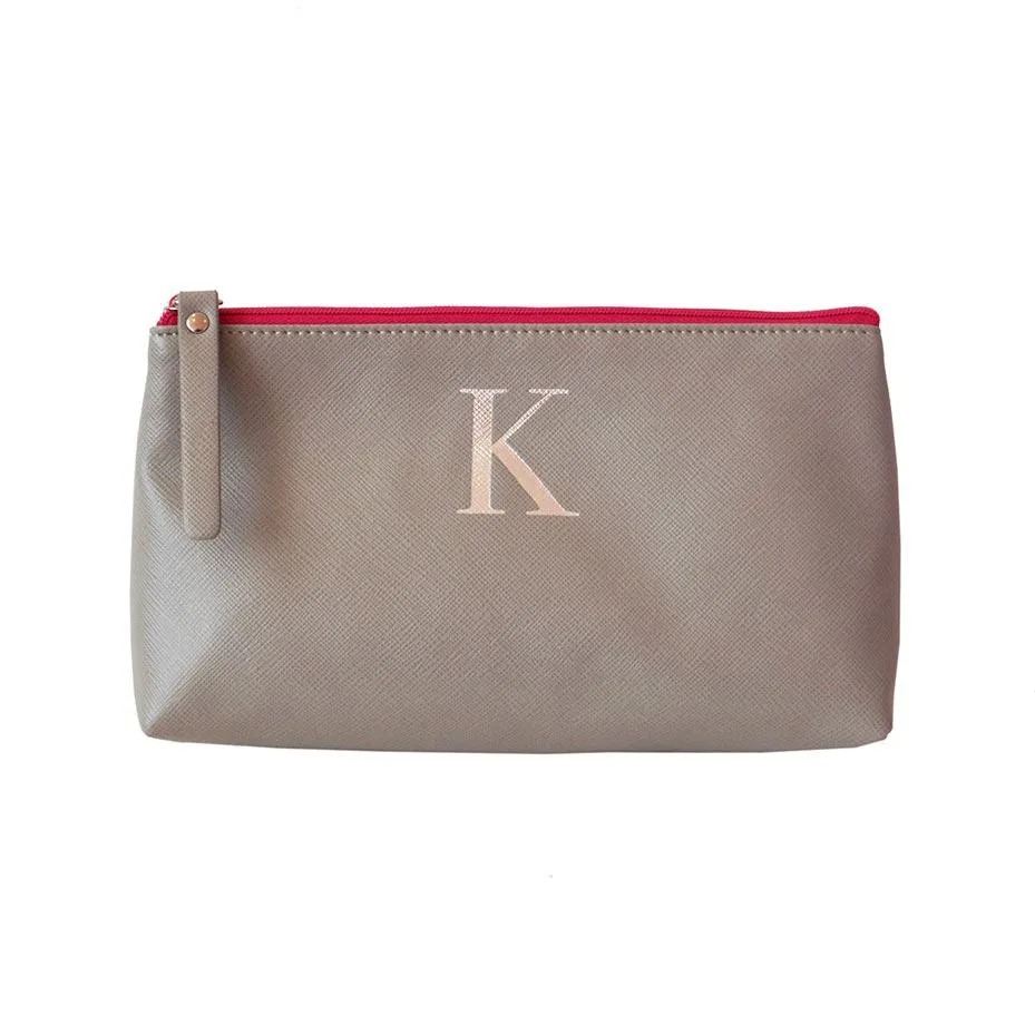 Bombay Duck - Monogrammed Alphabet Make Up Bag With Metallic Letter - A to Z