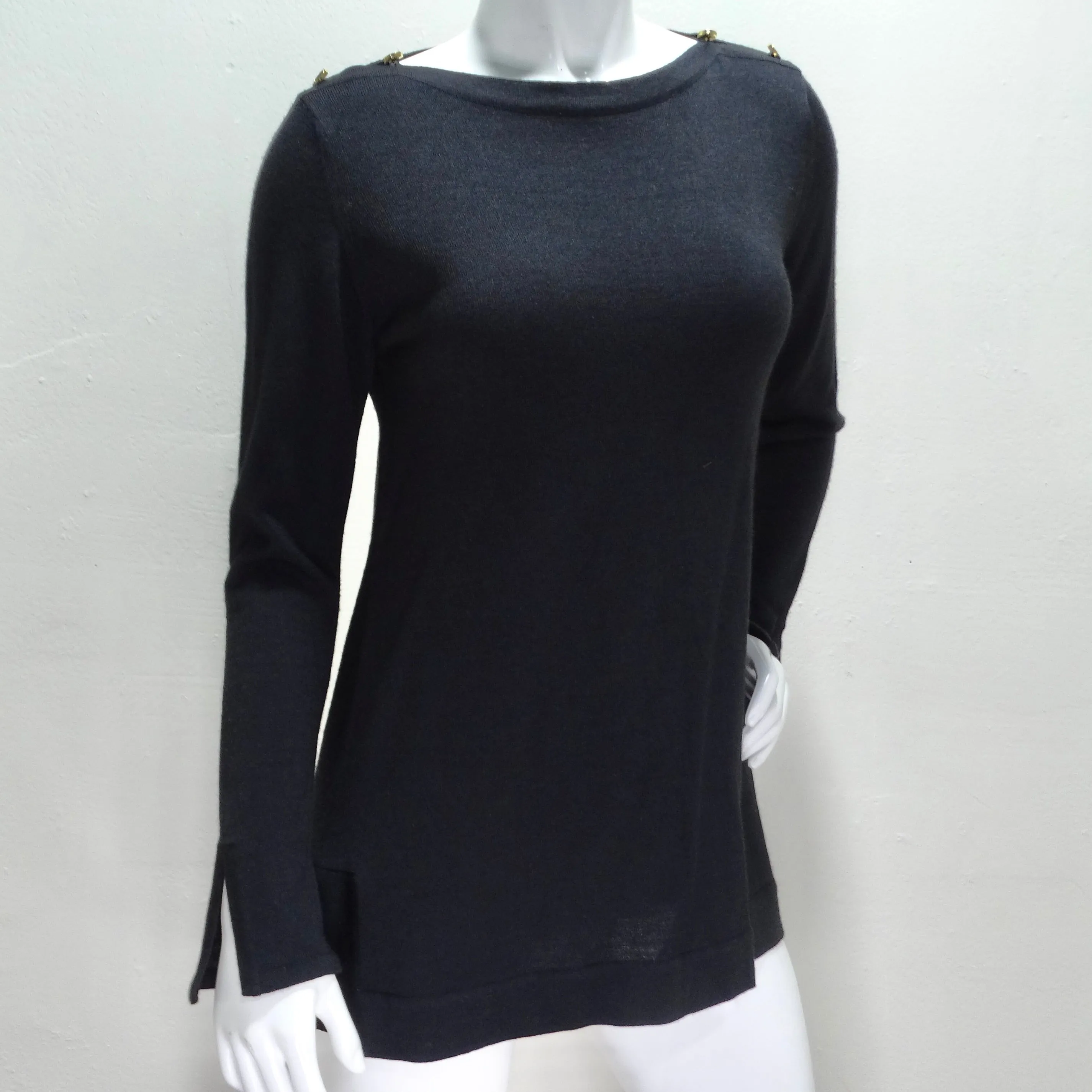 Chanel 1980s Black Knit Long Sleeve Top