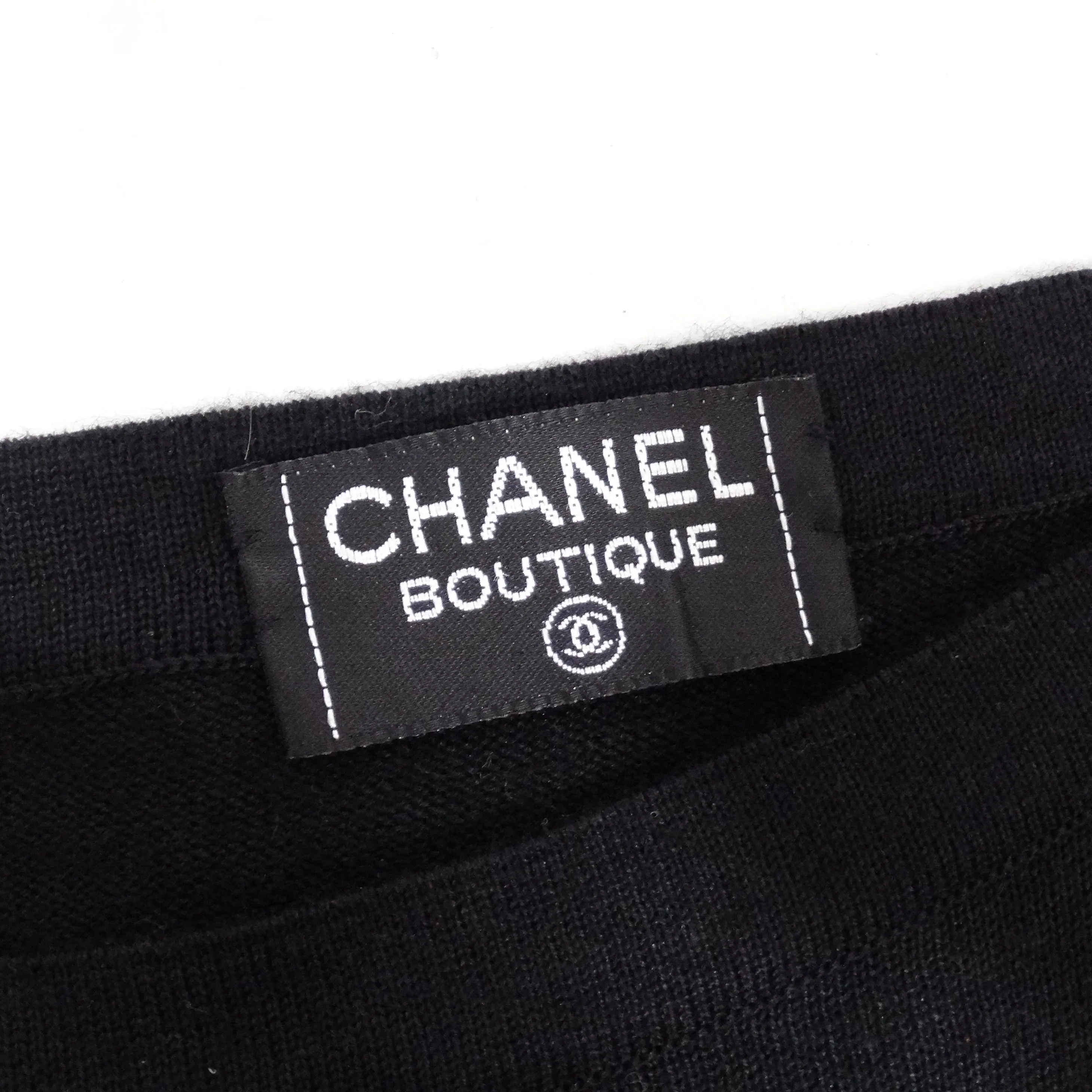 Chanel 1980s Black Knit Long Sleeve Top