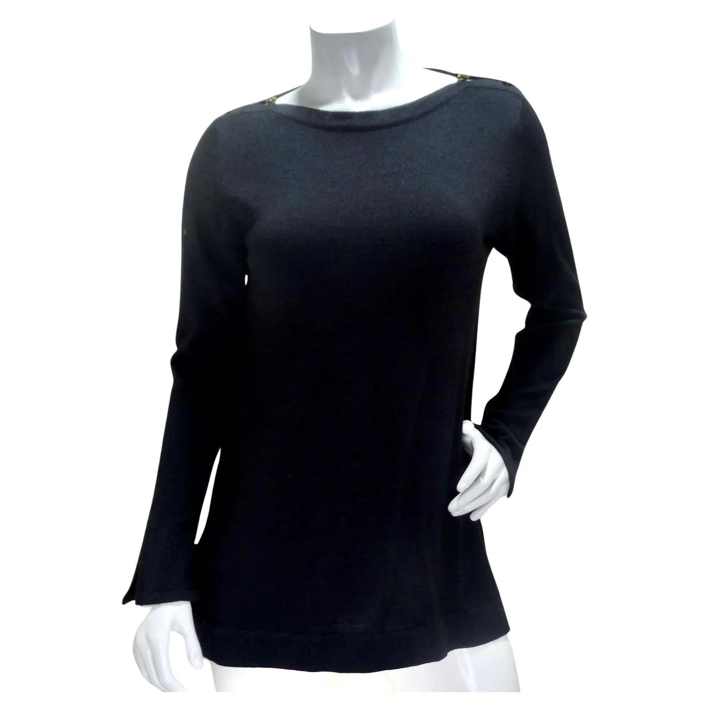 Chanel 1980s Black Knit Long Sleeve Top