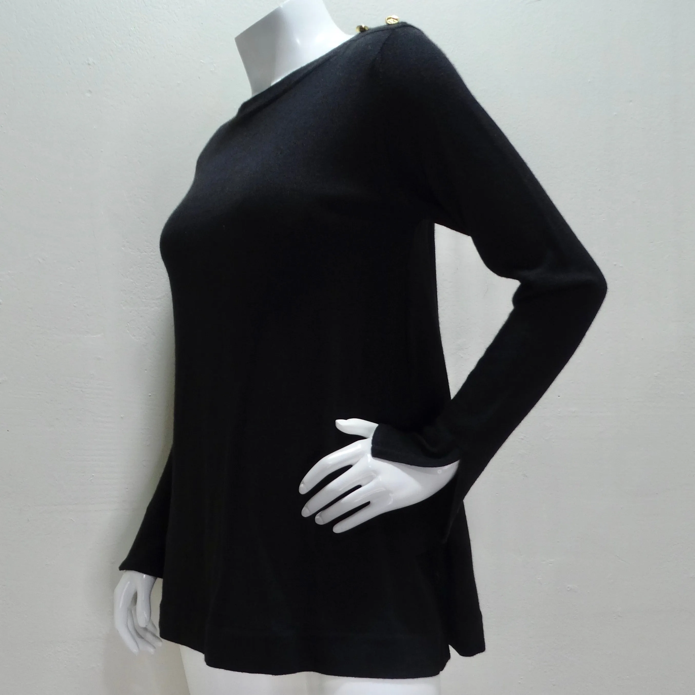 Chanel 1980s Black Knit Long Sleeve Top