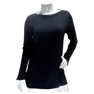 Chanel 1980s Black Knit Long Sleeve Top