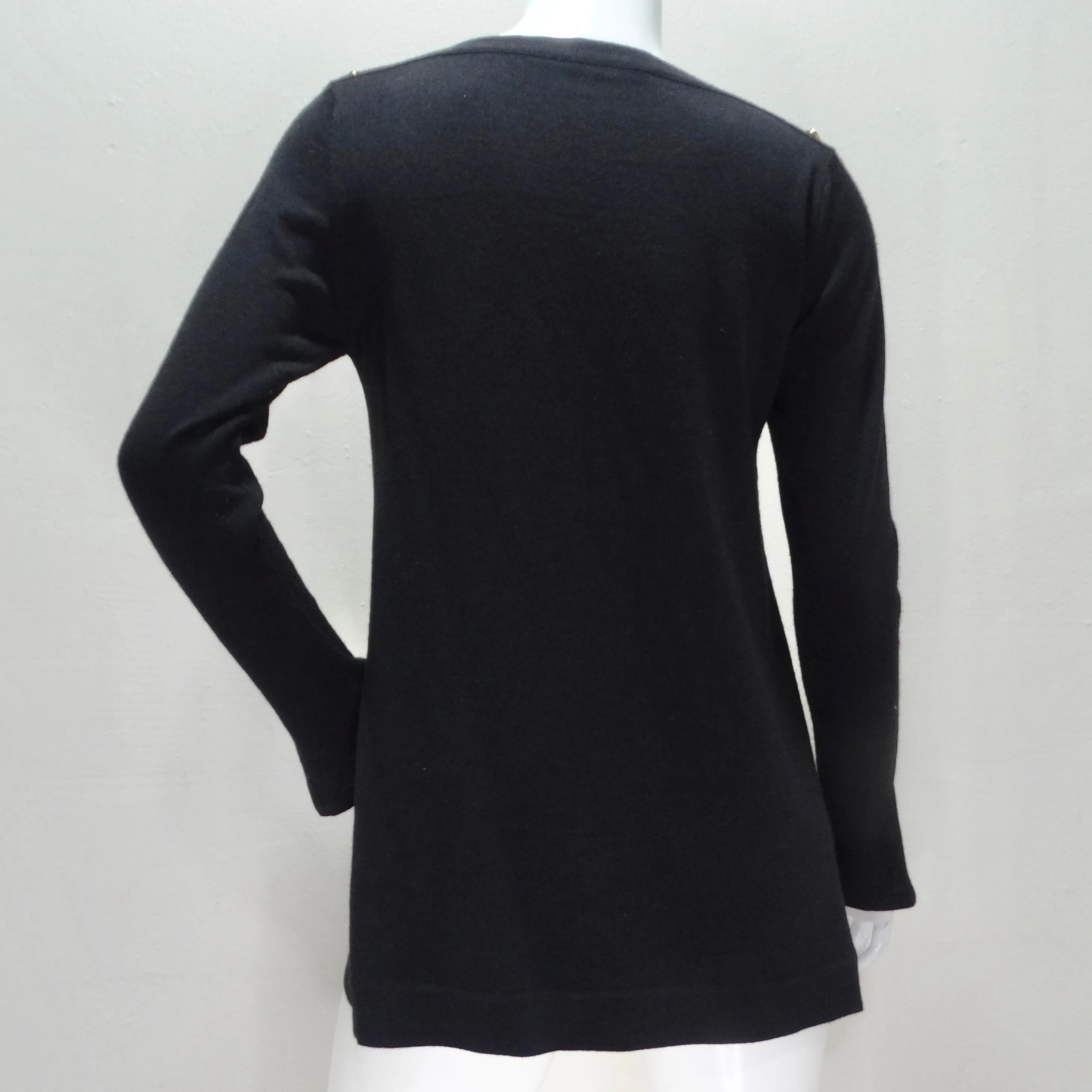 Chanel 1980s Black Knit Long Sleeve Top