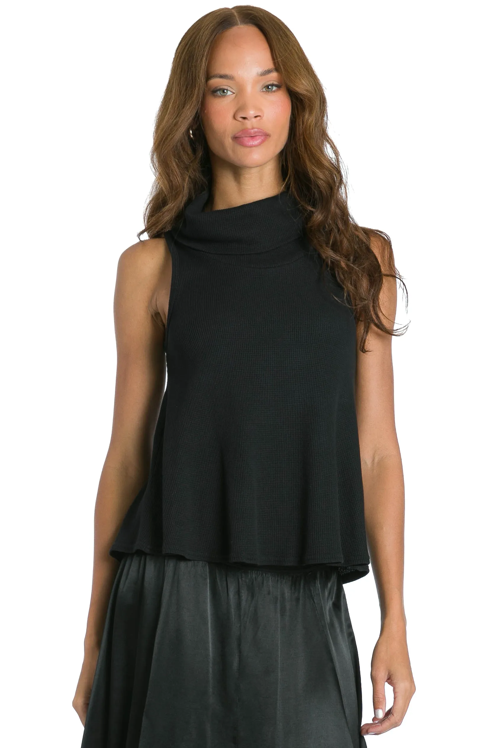Cowl Neck Sleeveless Thermal Top