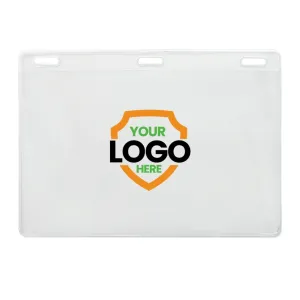 Custom Clear 6x4 Vinyl Horizontal Large Event Badge Holders - Personalize by Adding Your Logo