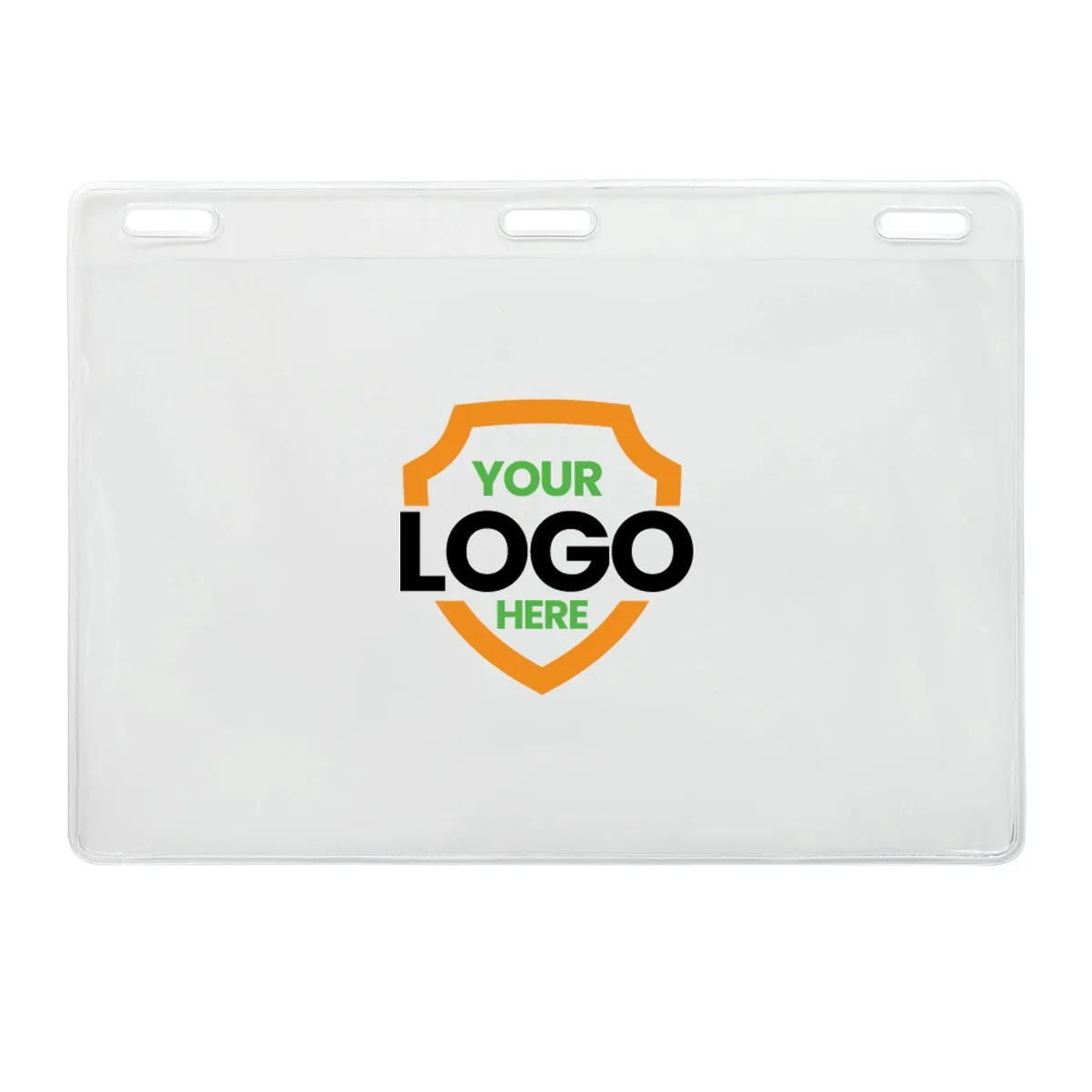 Custom Clear 6x4 Vinyl Horizontal Large Event Badge Holders - Personalize by Adding Your Logo