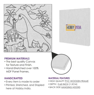 Dinosuar And Giraffe Animal DIY Canvas Base for Painting