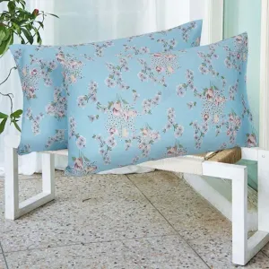 Enchanted Flora Pillow Covers (Blue)- Set Of Two