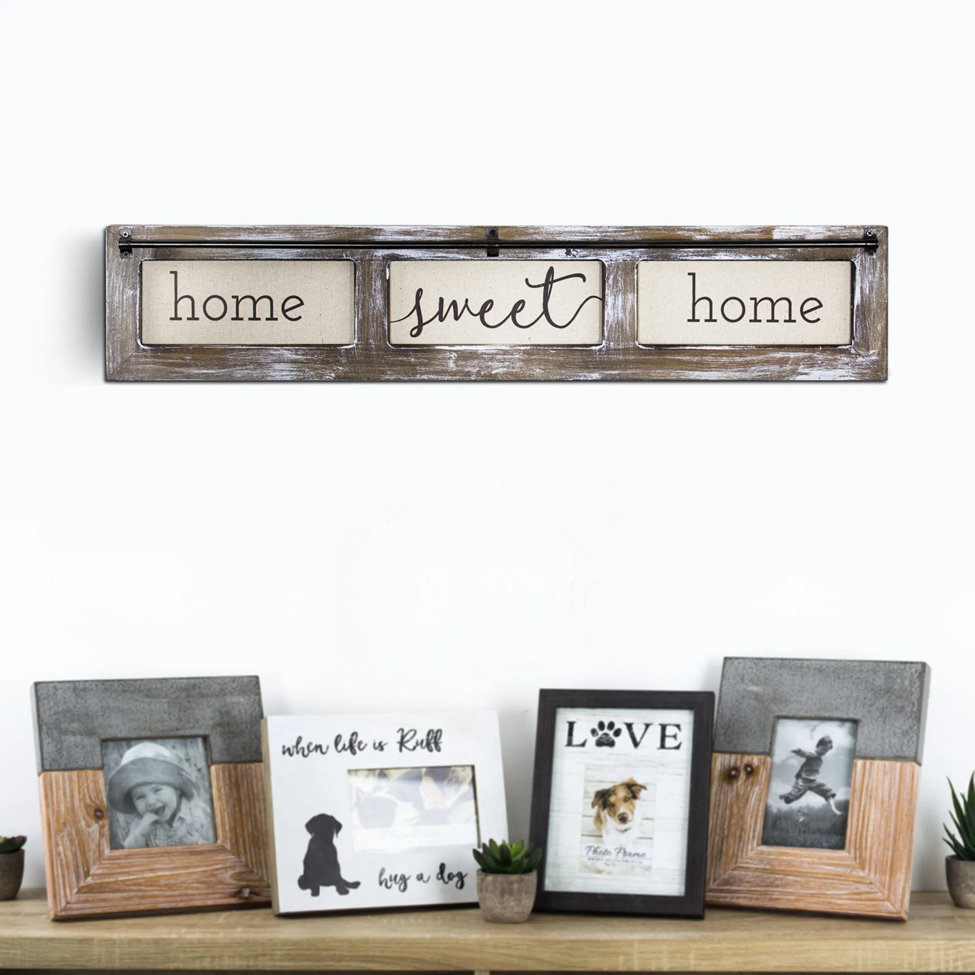 Home Sweet Home Rustic Wood Canvas Sign