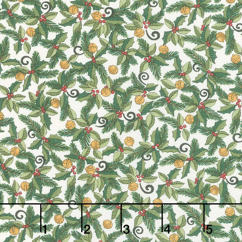 Homegrown Holidays - Holiday Greenery Winter White Yardage