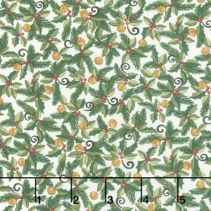 Homegrown Holidays - Holiday Greenery Winter White Yardage