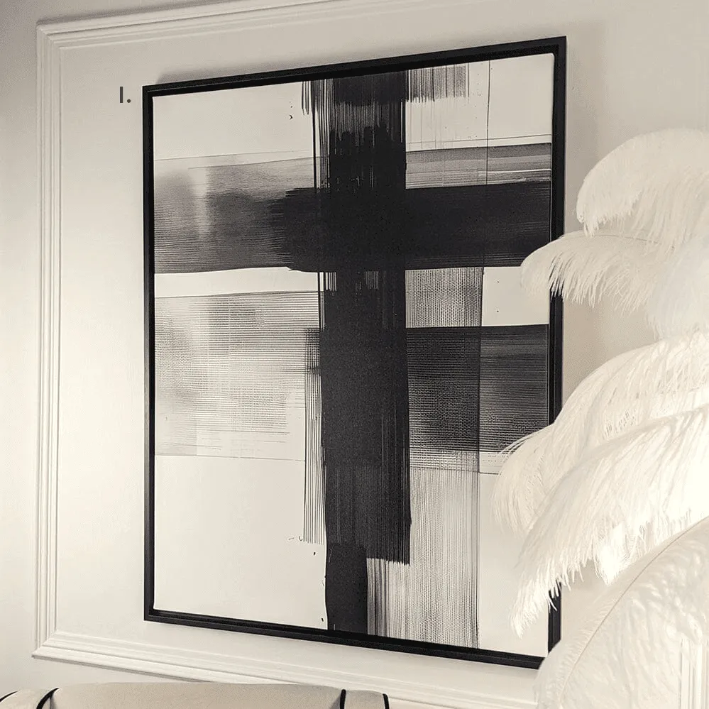 In Stock - Jackson Large Monochrome Framed Canvas Wall Art I - 100 x 75cm