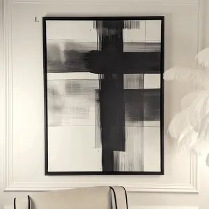 In Stock - Jackson Large Monochrome Framed Canvas Wall Art I - 100 x 75cm