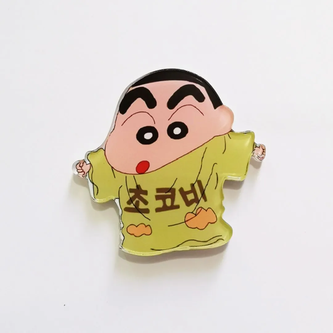 Kawaii Shin Chan Acrylic Badge | Acrylic Safety Pins for Crayon Shinchan Fans