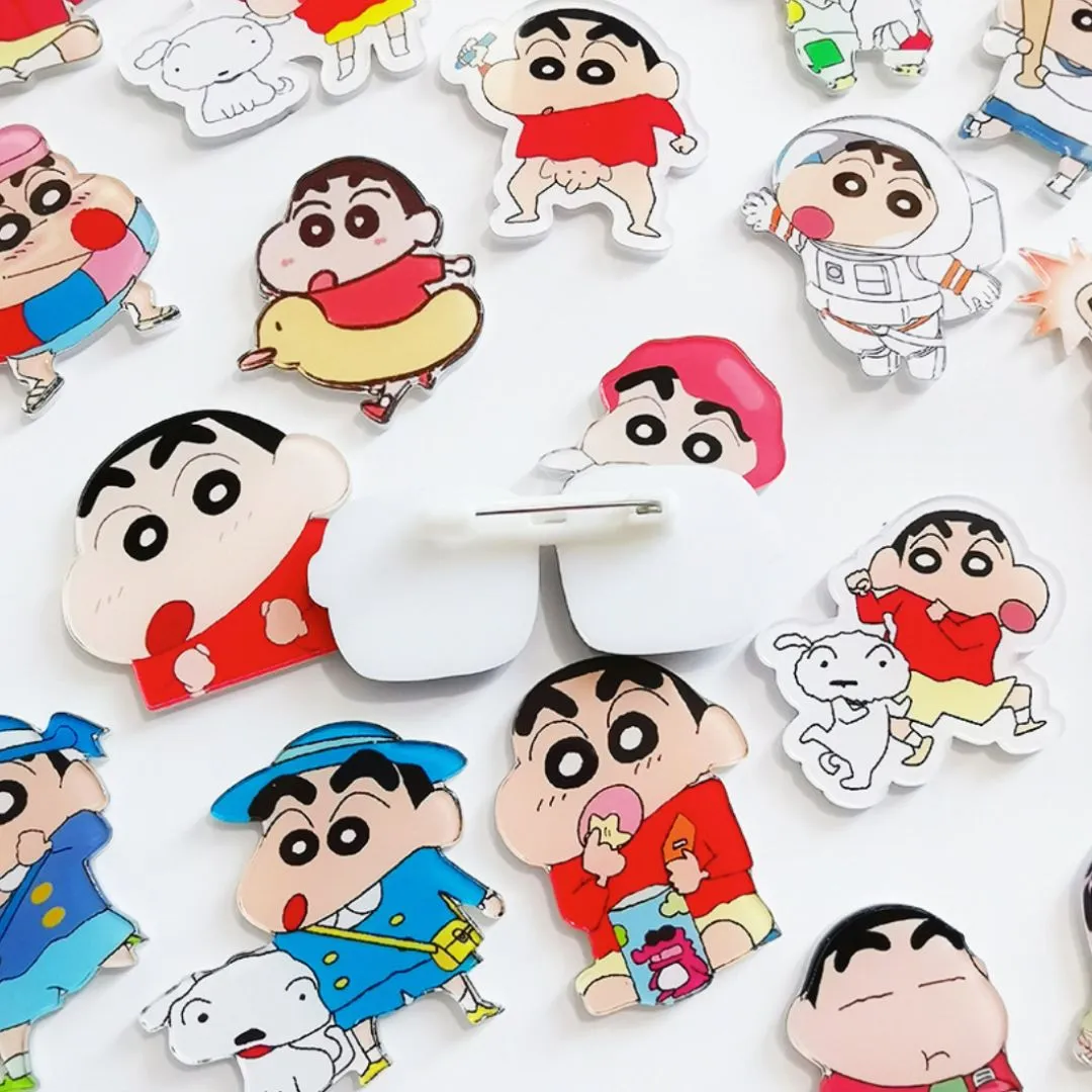 Kawaii Shin Chan Acrylic Badge | Acrylic Safety Pins for Crayon Shinchan Fans