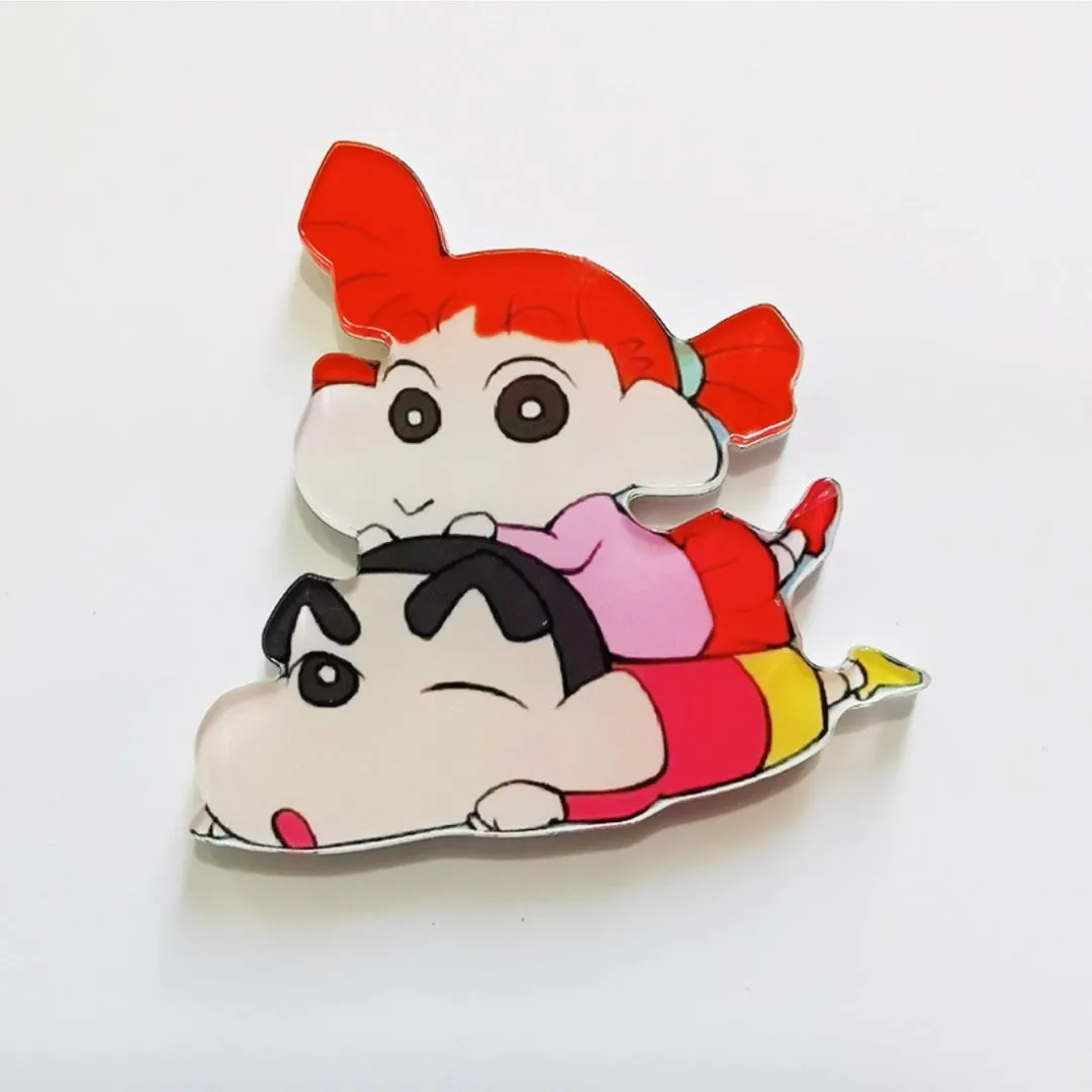 Kawaii Shin Chan Acrylic Badge | Acrylic Safety Pins for Crayon Shinchan Fans