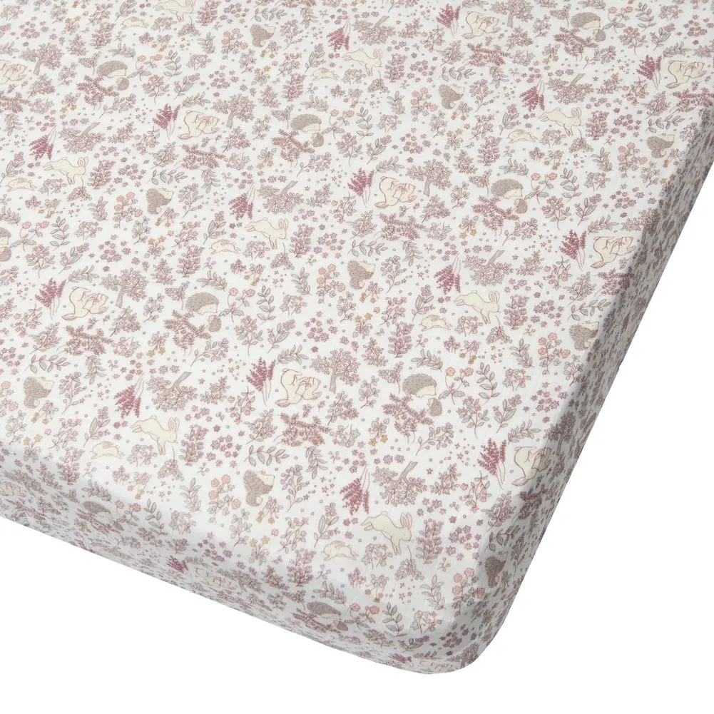 Loulou Lollipop Muslin Crib Sheet - Hedgehog Forest