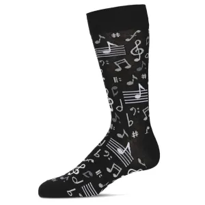 Men`s Bamboo Crew Socks - Musical Notes