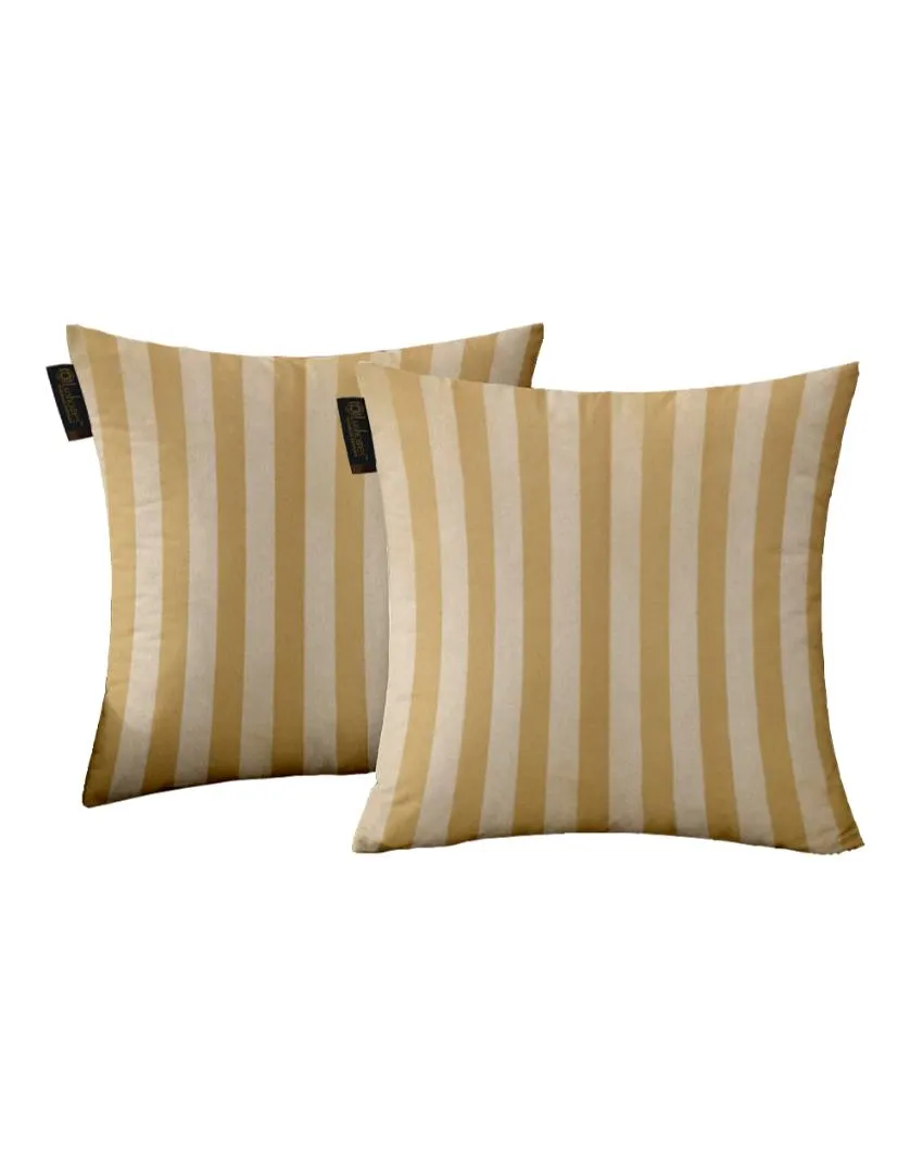Modern Stripe Polyester Cushion Covers | Set of 2 | 12x12 Inches |