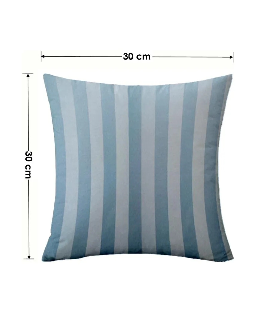 Modern Stripe Polyester Cushion Covers | Set of 2 | 12x12 Inches |