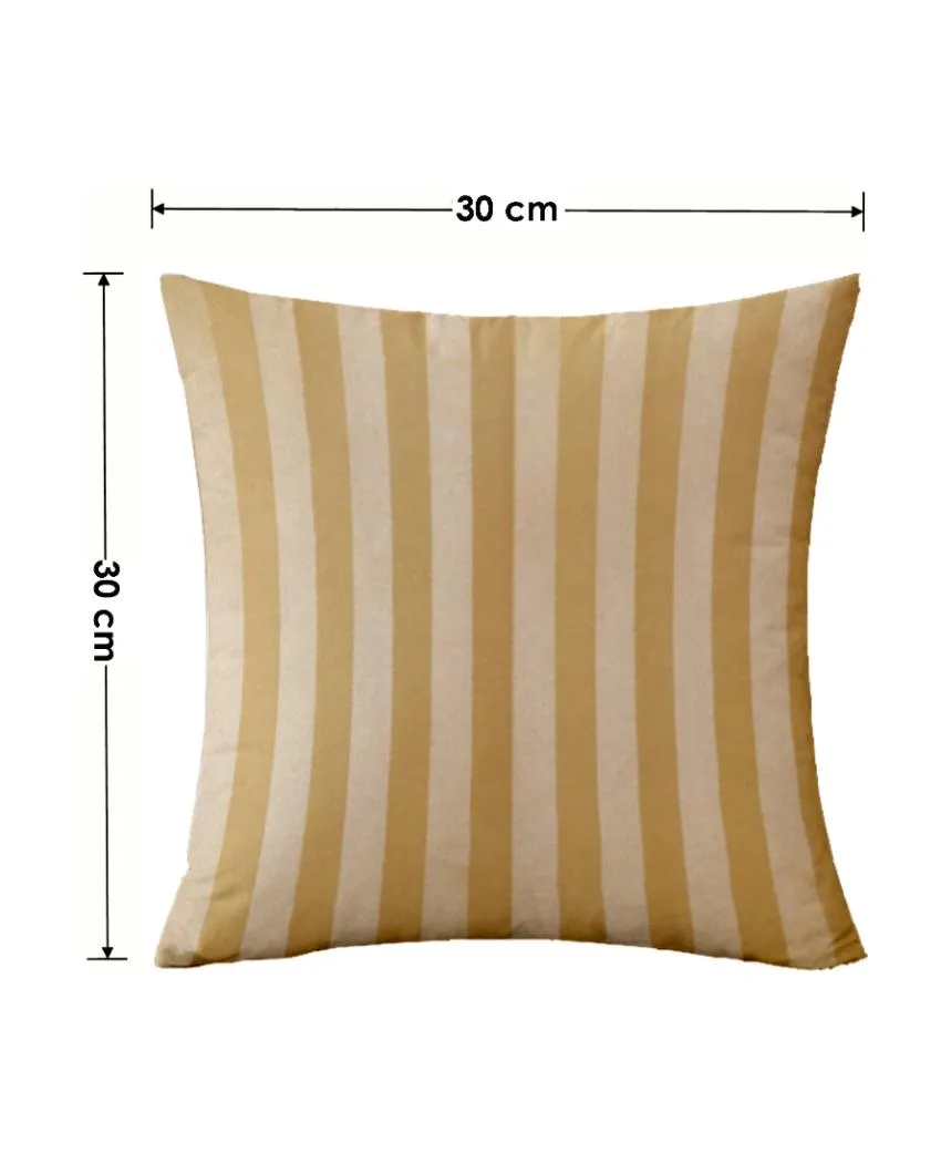 Modern Stripe Polyester Cushion Covers | Set of 2 | 12x12 Inches |