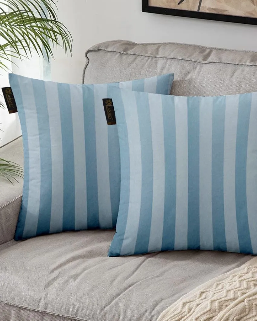 Modern Stripe Polyester Cushion Covers | Set of 2 | 12x12 Inches |