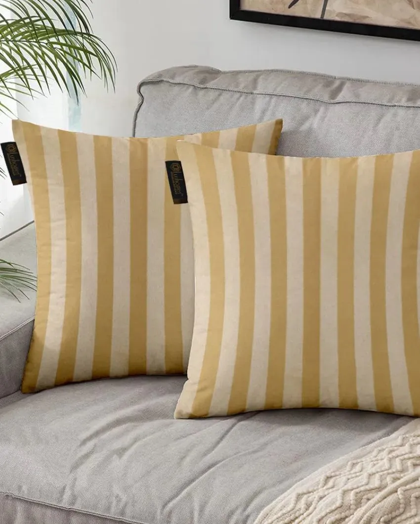 Modern Stripe Polyester Cushion Covers | Set of 2 | 12x12 Inches |