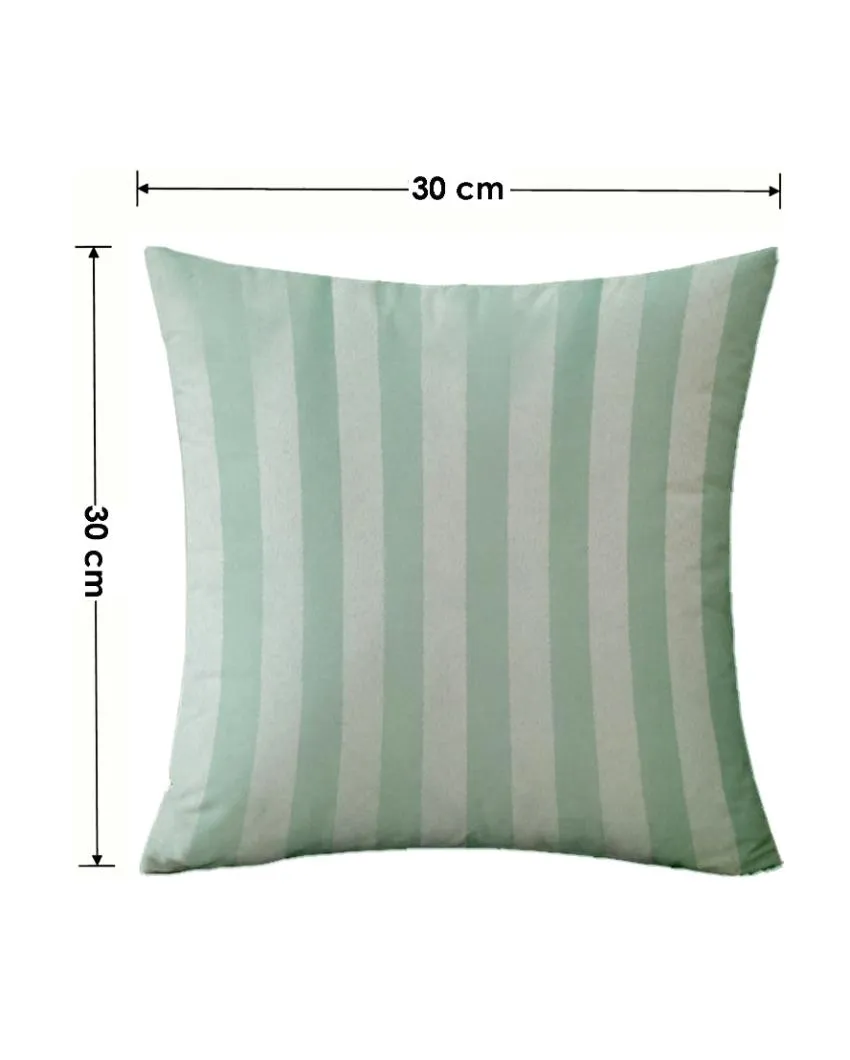 Modern Stripe Polyester Cushion Covers | Set of 2 | 12x12 Inches |