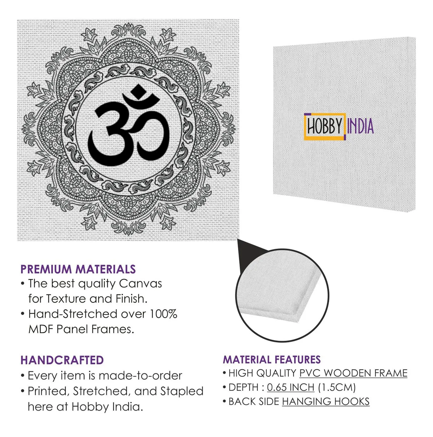 Om Mandala DIY Canvas Base for Painting