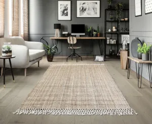 OnlyMat Natural Handwoven Jute Luxe Carpet with Cotton Frills Border for Low and Medium Traffic Areas