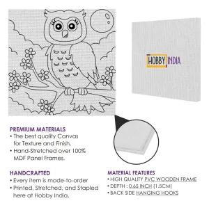 Owl On A Branch DIY Canvas Base for Painting
