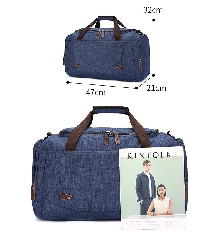 Oxford Multi Pocket Water Resistant Large Capacity Luggage Blue Bags