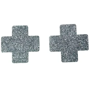 Pasties Large Black Glitter Cross Nipple Covers 5 Pair