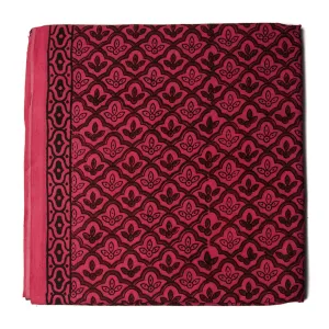 Precut 1 meters -Maroon & Pink Bagh Hand Block Printed Cotton Fabric