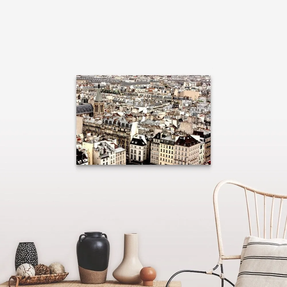 "Aerial view of Paris, neighborhood of Notre Dame de Paris." Canvas Wall Art