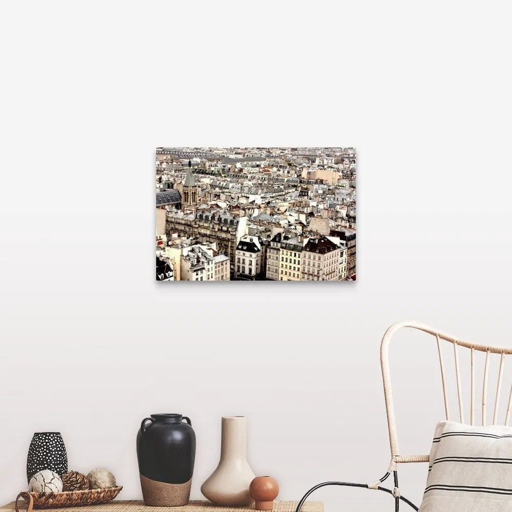 "Aerial view of Paris, neighborhood of Notre Dame de Paris." Canvas Wall Art