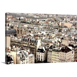 "Aerial view of Paris, neighborhood of Notre Dame de Paris." Canvas Wall Art