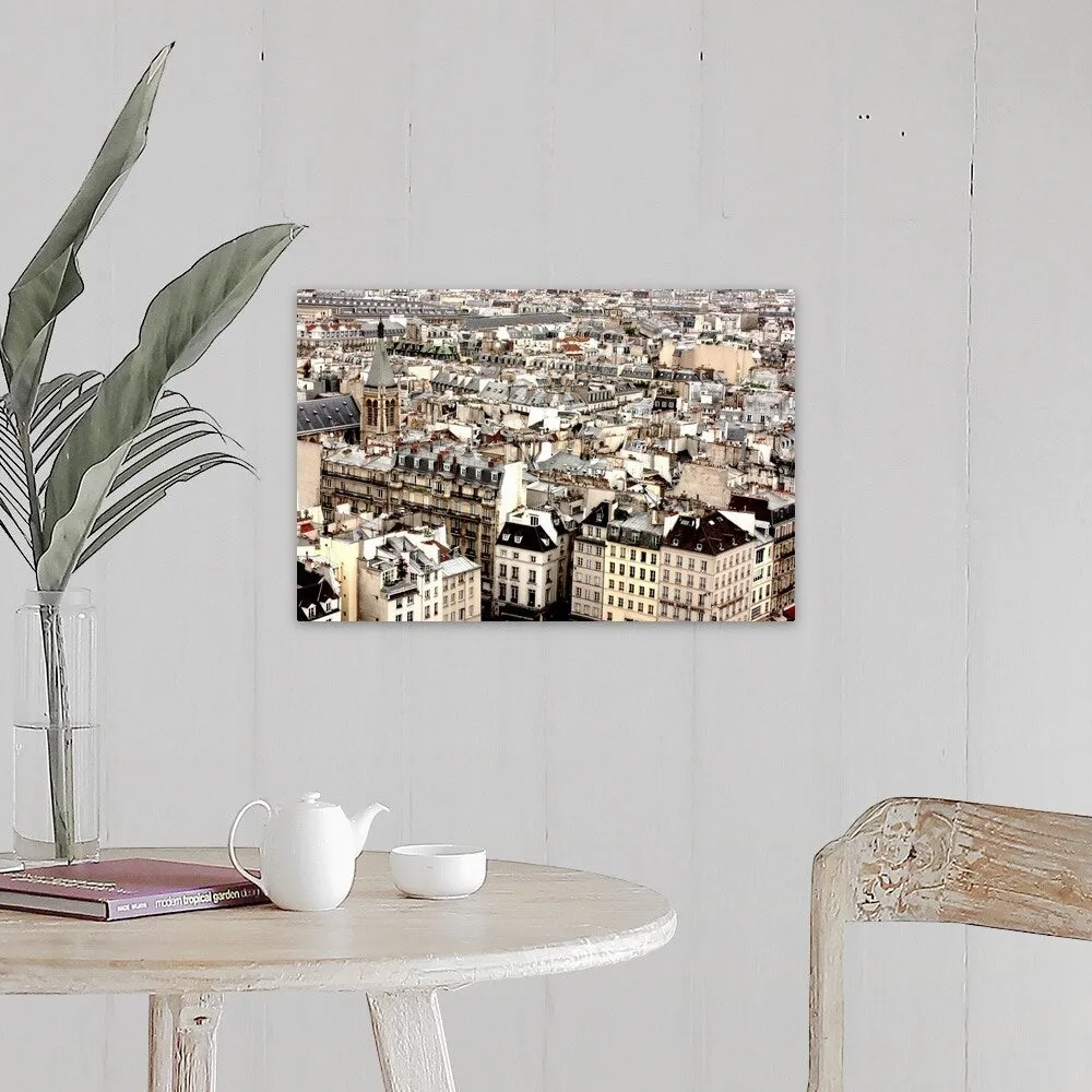 "Aerial view of Paris, neighborhood of Notre Dame de Paris." Canvas Wall Art