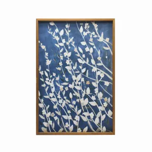 "Azure Blossoms" Wood Framed Print on Canvas Wall Art, 24x36 Inches by Gallery 57