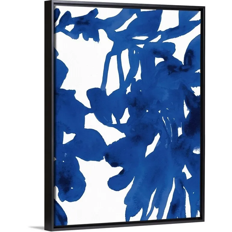 "Azure Silhouette I" Black Float Frame Canvas Art